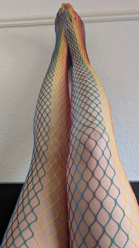 Rainbow net tights stockings - rainbow,