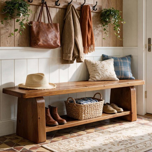 Farmhouse entryway bench - 63",