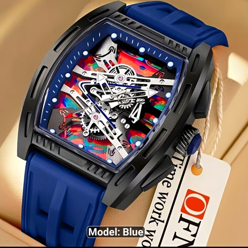 Skeleton dial tonneau watch - skeleton,