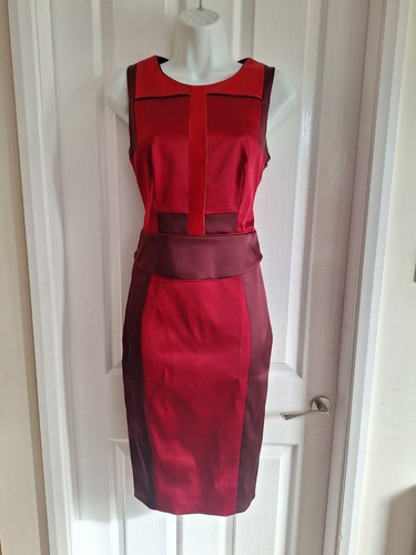 Karen millen red satin pencil - red,