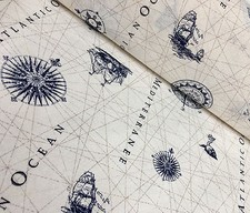 BLUE NAUTICAL MARINE MAP Print