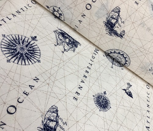 Blue nautical marine map print - marine,