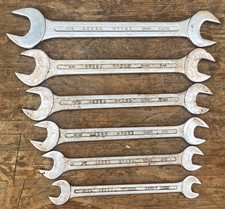 Set of 6x Vintage Acesa Open Ended Spanners AF Mechanics Tools 3/8" to 7/8"