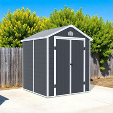 6x6 Plastic Garden Shed | Outdoor Resin Storage Unit with Lockable Doors