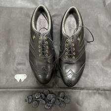 FootJoy FJ AQL Aqualite Spike Black Leather Golf Shoes UK 7.5 Usa 8.5 Vgc