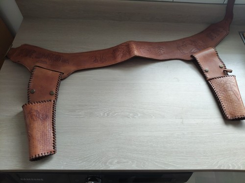 Vintage leather western - leather, gun
