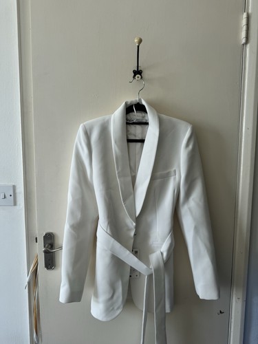Zara white crepe - belted, blazer