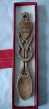 Welsh love spoon wooden heart handcarved in a red gift box 26.5 cm Vgc