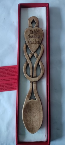Welsh love spoon - wooden, heart