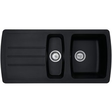 Liquida ZEN150BL 1.5 Bowl Composite Reversible Black Kitchen Sink And Waste Kit