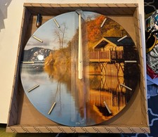 Home Living By Juliana Glass Lakeside Wall Clock 41cm Battery Operated