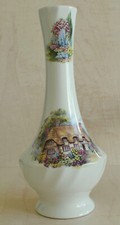 MELBA WARE VASE 8” TALL OFF-WHITE THATCHED COTTAGE COUNTRY FLOWER GARDEN 