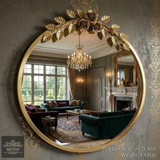 Large Round Golden Wall Mirror