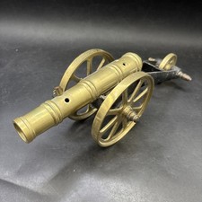 Napoleonic Style Canon Cast Iron Carriage Brass Cannon 10" Large Vintage Model