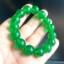 Certified 14mm Burma Grade A Natural Icy Green beads Jadeite Jade Bangle