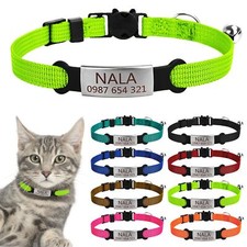CAT Collar Personalised Kitten Collar with Bell Custom Engraved ID Tag Rabbit