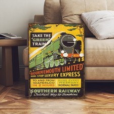 Vintage Style Southern Railway Train Station Bournemouth Advertising Sign