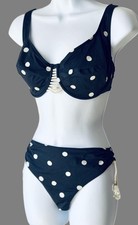 Maryan Mehlhorn Blue/White Polka Dot Swimsuit Bikini Sz US 12D made in Germany