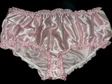 Vtg Styl Ruffled Edge Sissy Glossy Satin Bikini Brief Panties Knickers XL NEW