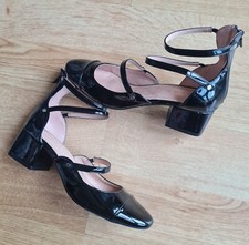 LADIES ZARA NEW BLACK STRAPPY PATENT SHOES SIZE UK 3/36