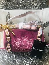 NEW JUICY COUTURE VELOUR TWIN DOGS DESIGN SMALL BARREL BAG
