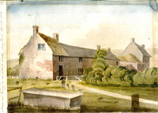 original unsigned antique watercolour John Locke's birthplace Wrington Somerset
