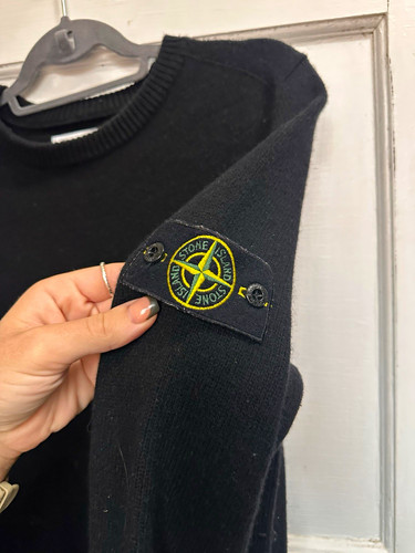 Stone island black - black, wool