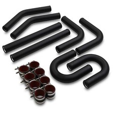 2.5" 63mm DIY CUSTOM TURBO BLACK ALLOY & SILICONE FMIC INTERCOOLER HARD PIPE KIT