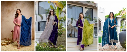 Women vichitra silk anarkali - women,