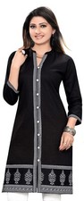 Women Black Cotton Kurti Tunic