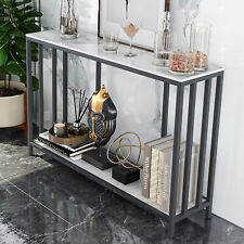 Heavy Duty Long Gloss Marble Console Table 2 Tier Entryway Corridor Narrow Table