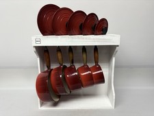 Cousances Le Creuset Saucepans Set Cast Iron 20,18,16,14,12 Red & Stand