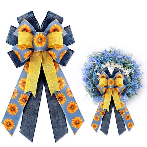 Idyllic sunflower wreath bows - idyllic,