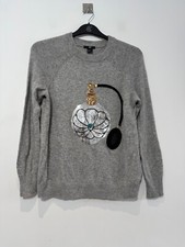 H&M Sweater Jumper Sequin Embroidered Perfume Bottle Size Small Gray