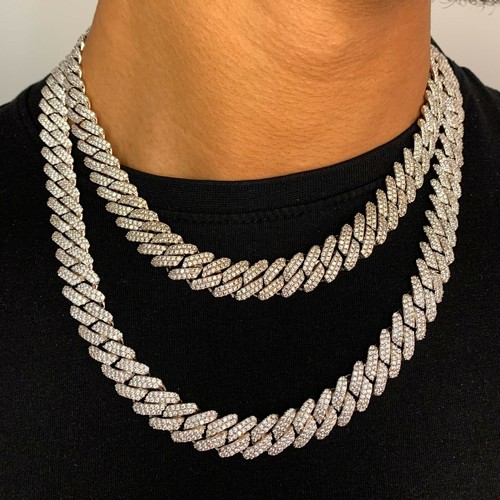 Iced cuban out prong chain - iced,