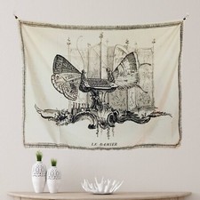 Human Butterfly Moth Fairy Tapestry Wall Hanging Witchy Decor 1700s Vintage Art