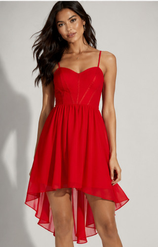 Bebe red chiffon high - high, low