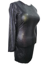 Black PU faux leather croc