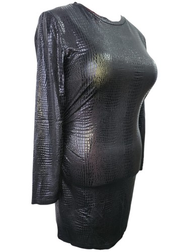 Black faux leather croc - black,