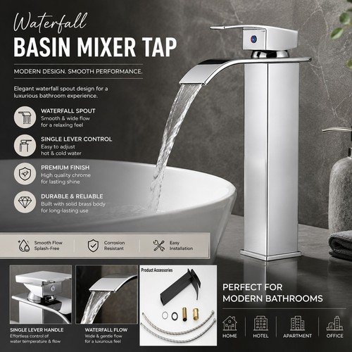 Waterfall basin mixer tap - waterfall,