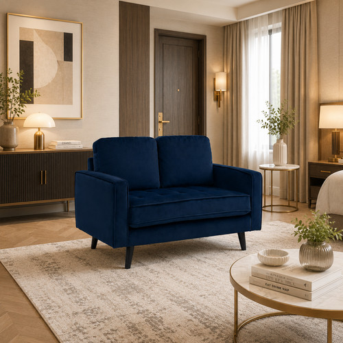 Navy blue velvet - navy, sofa