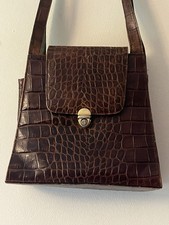 Tula Brown 100% Leather Shoulder Bag. Crocodile Print Beautiful Clean Condition