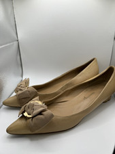 Salvatore Ferragamo Beige Leather Bow Pump Shoes Size 7 UK 9.5 B US