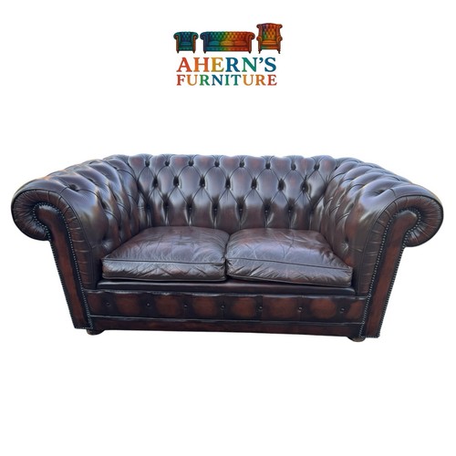 Brown leather chesterfield - leather,