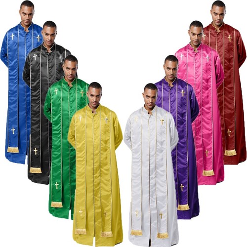 Men priest robe stand collar - robe,