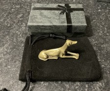 Lucky Mini Brass Greyhound Statue Collectable Pouch Pets Ornaments, Gift Box