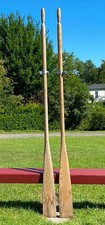 PAIR WOODEN OARS 83" Long UNFINISHED WOOD + LOCKS Oar Boat CANOE