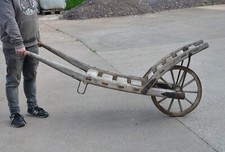 old wooden barrel trolley vintage flatbed market barrow trolley wooden wheel