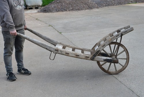 Old wooden barrel trolley - old,