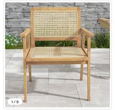 Costway Teak Wood Rattan Dining Patio Chair